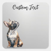 Looking Up Puppy-6 | Personalized Custom Text スクエアシール (正面)