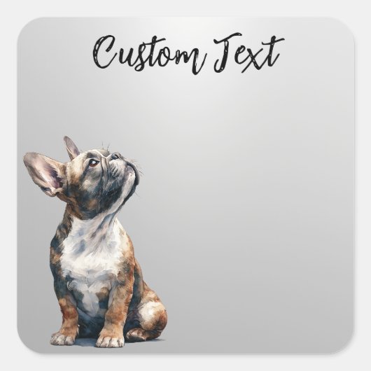 Looking Up Puppy-6 | Personalized Custom Text スクエアシール (正面)