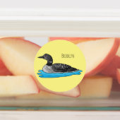 Loon bird cartoon illustration ラベル (貼付)