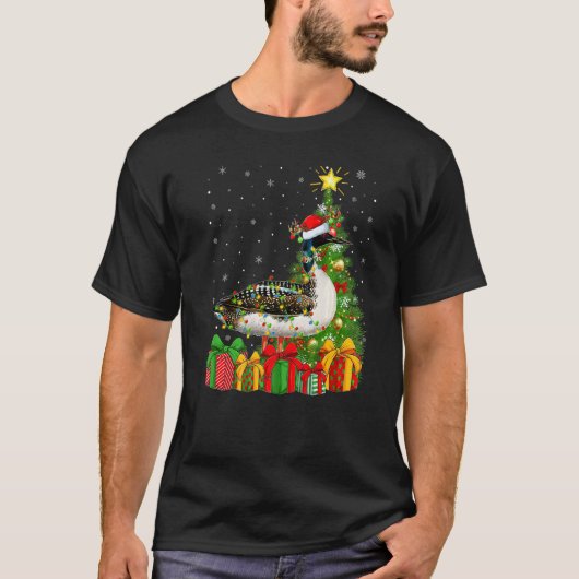Loon Bird  Xmas Holiday Santa Loon Bird Christmas  Tシャツ (正面)