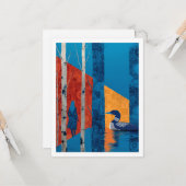 Loon in a birch forest, North Woods  カード (正面/裏面インサイチュ)