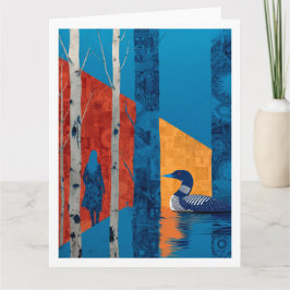 Loon in a birch forest, North Woods  カード