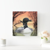 Loon Lake Loon Reflections Call Of The Loon スクエア壁時計 (ホーム)