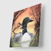 Loon Lake Loon Reflections Call Of The Loon スクエア壁時計 (傾斜)