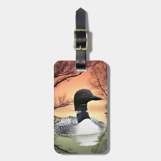 Loon Lake Loon Reflections Call Of The Loon ラゲッジタグ (正面縦)