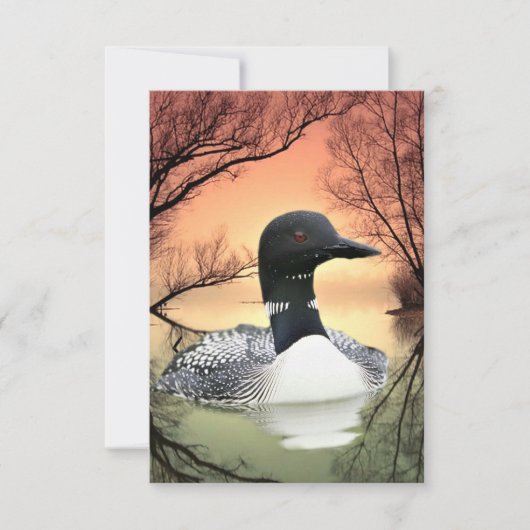 Loon Lake Loon Reflections Call Of The Loon 出欠カード (正面)
