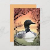 Loon Lake Loon Reflections Call Of The Loon 出欠カード (正面/裏面)