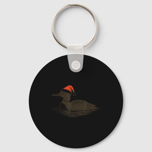 Loon Lover Santa Hat Christmas Bird Watching Xmas  キーホルダー (正面)