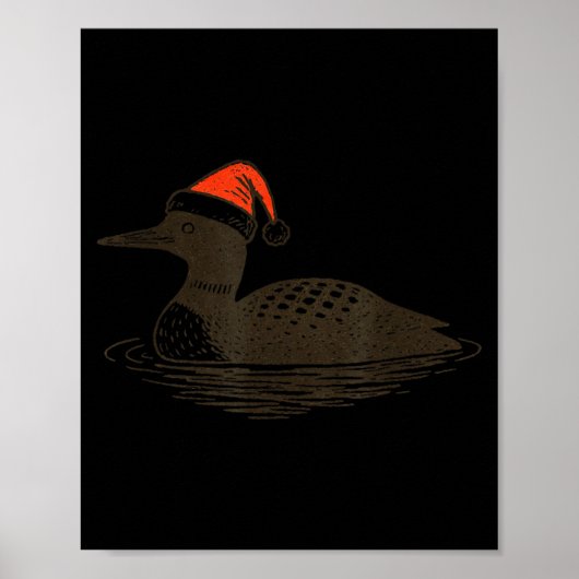 Loon Lover Santa Hat Christmas Bird Watching Xmas ポスター (正面)