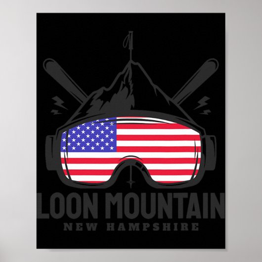 Loon Mountain New Hampshire Usa Ski Retro Skiing  ポスター (正面)