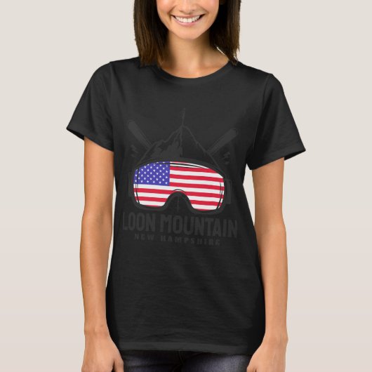 Loon Mountain New Hampshire Usa Ski Retro Skiing  Tシャツ (正面)
