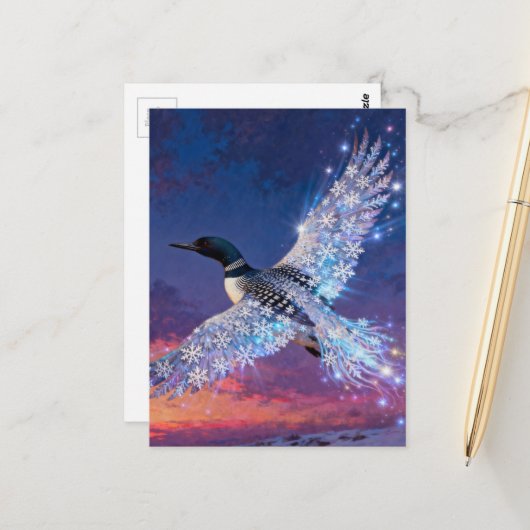 Loon Rising From the Ice Phoenix ポストカード (正面/裏面インサイチュ)