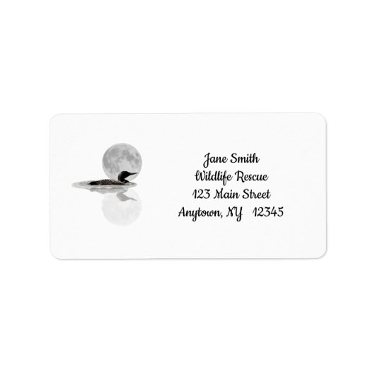 Loon Under Full Moon Address Labels ラベル (正面)