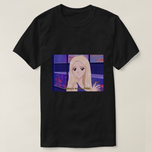LOONA Jinsoul – 雨の中で歌う90のアニメCla Tシャツ (デザイン正面)
