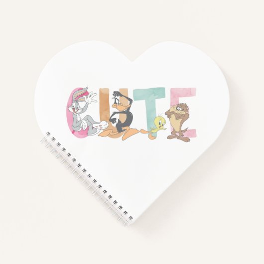 LOONEY TUNES™かわいい水色ワードマーク ノートブック (正面)