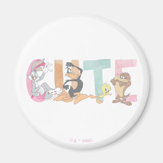 LOONEY TUNES™かわいい水色ワードマーク マグネット (正面)