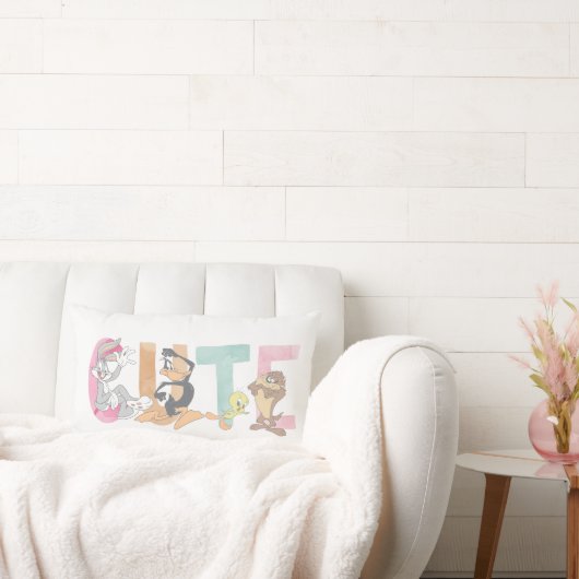 LOONEY TUNES™かわいい水色ワードマーク ランバークッション (ソファ)