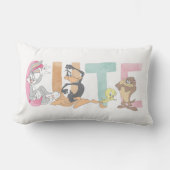 LOONEY TUNES™かわいい水色ワードマーク ランバークッション (正面)