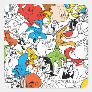 LOONEY TUNES™カラーパターポップ・アートのン スクエアシール