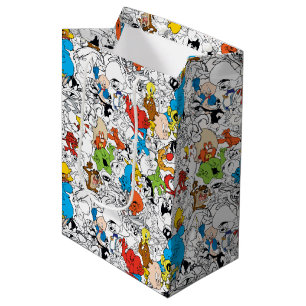 LOONEY TUNES™カラーパターポップ・アートのン ミディアムペーパーバッグ