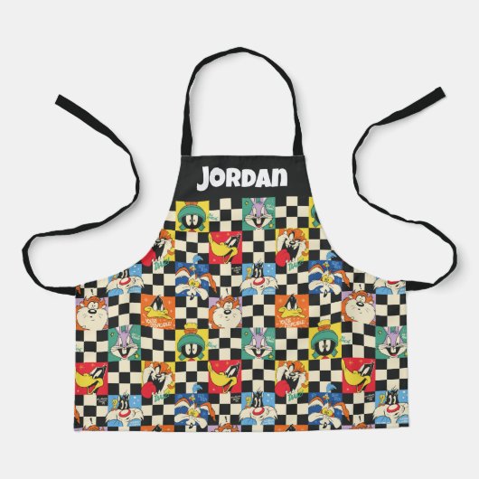 LOONEY TUNES™キャラクターオンブラック&ホワイト エプロン (正面)