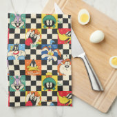 LOONEY TUNES™キャラクターオンブラック&ホワイト キッチンタオル (四つ折り)