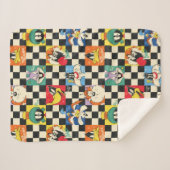 LOONEY TUNES™キャラクターオンブラック&ホワイト シェルパブランケット (正面(横))