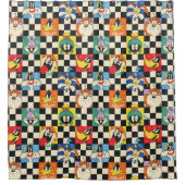 LOONEY TUNES™キャラクターオンブラック&ホワイト シャワーカーテン (正面)