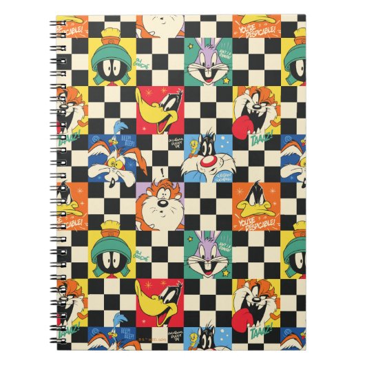 LOONEY TUNES™キャラクターオンブラック&ホワイト ノートブック (正面)