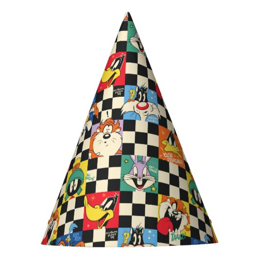 LOONEY TUNES™キャラクターオンブラック&ホワイト パーティーハット (正面)
