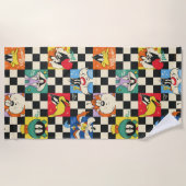 LOONEY TUNES™キャラクターオンブラック&ホワイト ビーチタオル (正面)