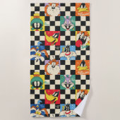 LOONEY TUNES™キャラクターオンブラック&ホワイト ビーチタオル (正面)