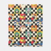 LOONEY TUNES™キャラクターオンブラック&ホワイト フリースブランケット (正面)