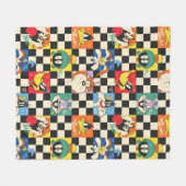 LOONEY TUNES™キャラクターオンブラック&ホワイト フリースブランケット (正面(横))