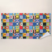 LOONEY TUNES™キャラクターブ市松模様にロック ビーチタオル (正面)