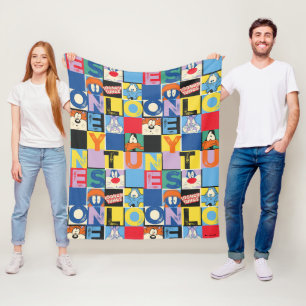 LOONEY TUNES™キャラクターブ市松模様にロック フリースブランケット