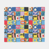 LOONEY TUNES™キャラクターブ市松模様にロック フリースブランケット (正面(横))