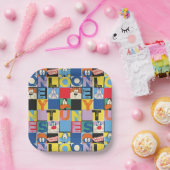 LOONEY TUNES™キャラクターブ市松模様にロック ペーパープレート (パーティー)