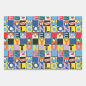 LOONEY TUNES™キャラクターブ市松模様にロック ラッピングペーパーシート (正面)