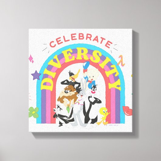 LOONEY TUNES™ - Celebrate Diversity Pride Rainbow キャンバスプリント (正面)