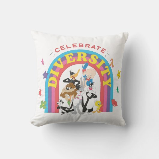 LOONEY TUNES™ - Celebrate Diversity Pride Rainbow クッション (正面)