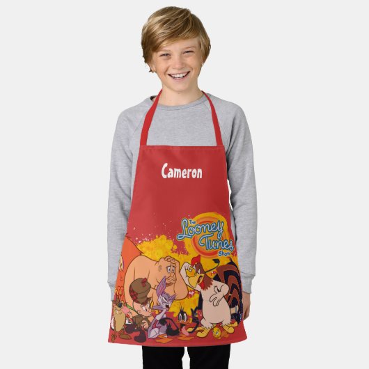 LOONEY TUNES™ Show Cast & Logo エプロン (着用した状態)