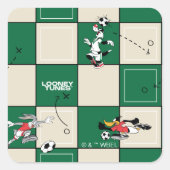 LOONEY TUNES™ Soccer Grid Pattern スクエアシール (正面)