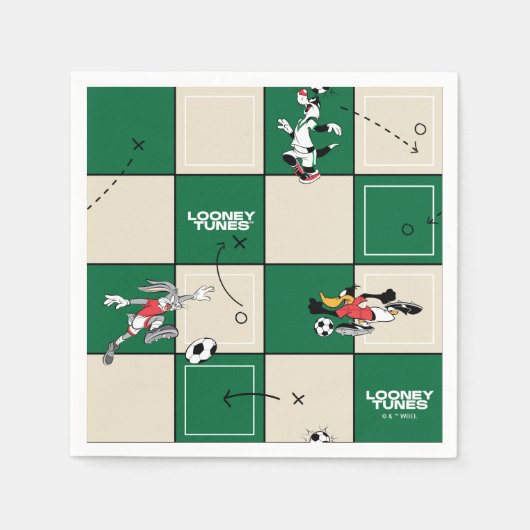 LOONEY TUNES™ Soccer Grid Pattern スタンダードカクテルナプキン (正面)