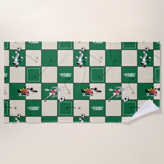 LOONEY TUNES™ Soccer Grid Pattern ビーチタオル (正面)