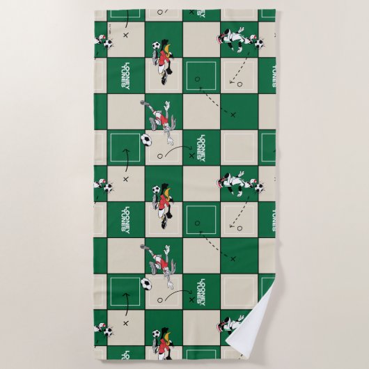 LOONEY TUNES™ Soccer Grid Pattern ビーチタオル (正面)