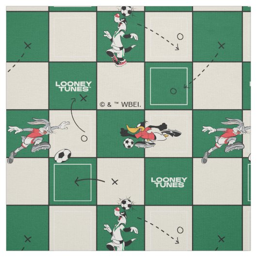 LOONEY TUNES™ Soccer Grid Pattern ファブリック (見本)