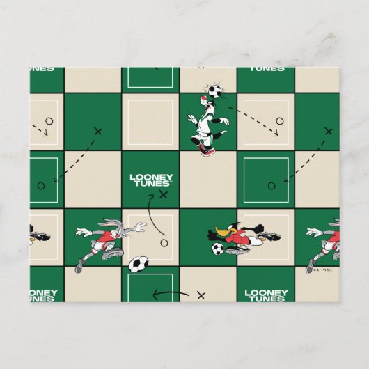 LOONEY TUNES™ Soccer Grid Pattern ポストカード (正面)