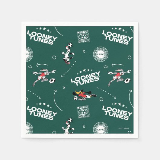 LOONEY TUNES™ Soccer Playbook Pattern スタンダードカクテルナプキン (正面)