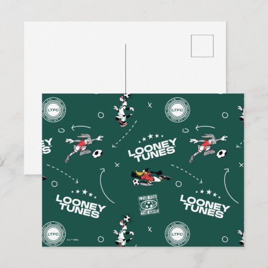 LOONEY TUNES™ Soccer Playbook Pattern ポストカード (正面/裏面)